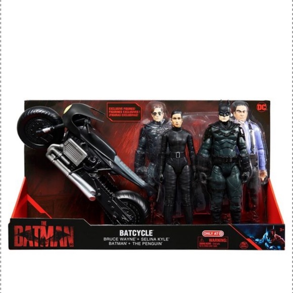 DC Batman Batcycle 12” Set. Bruce Wayne, Selina Kyle, Batman & The Penguin.  New - Picture 9 of 10